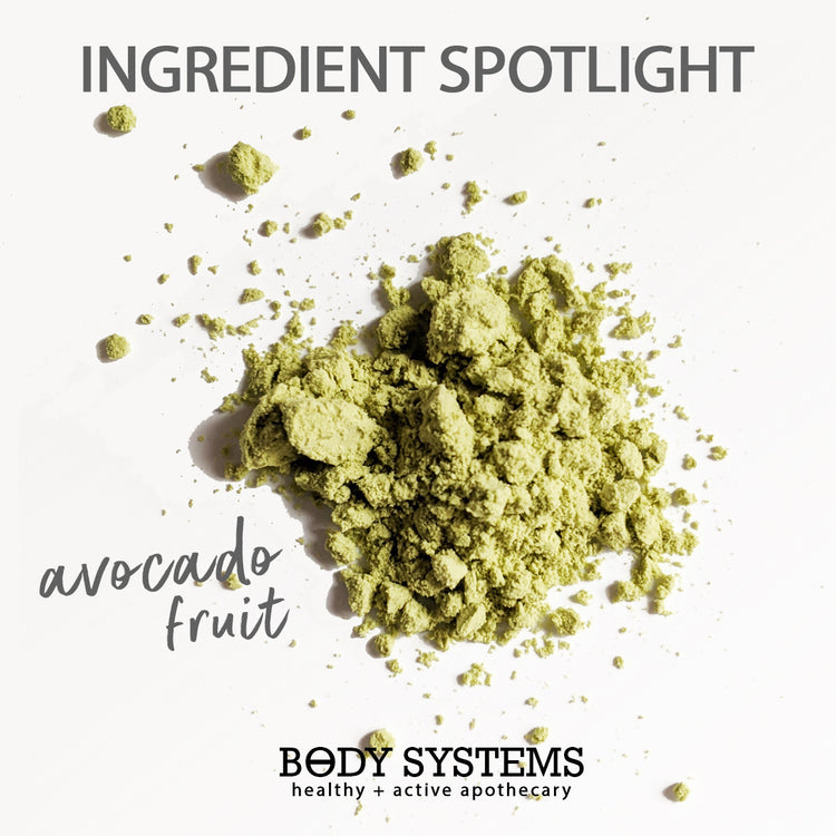 Organic powdered avocado fruit used in our bath + body products